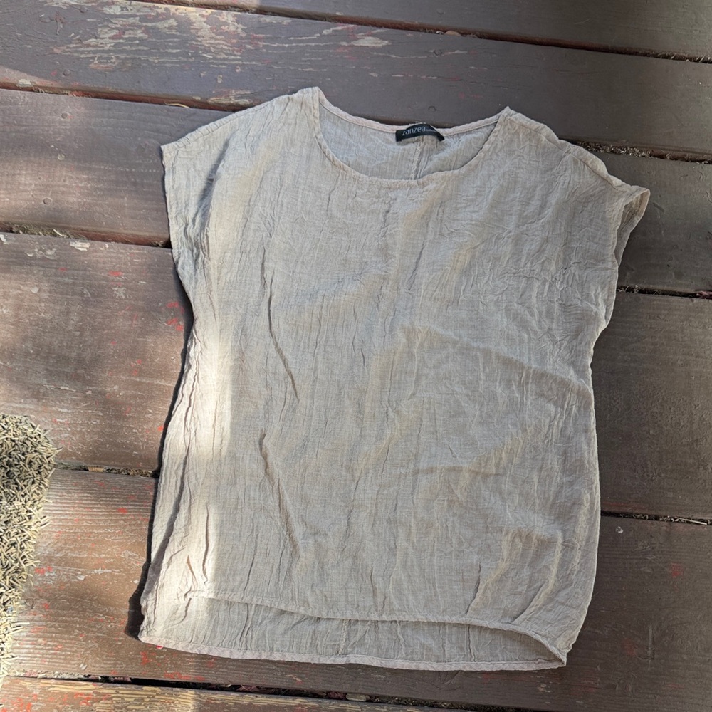 Zanzea Light Beige Short Sleeve Top